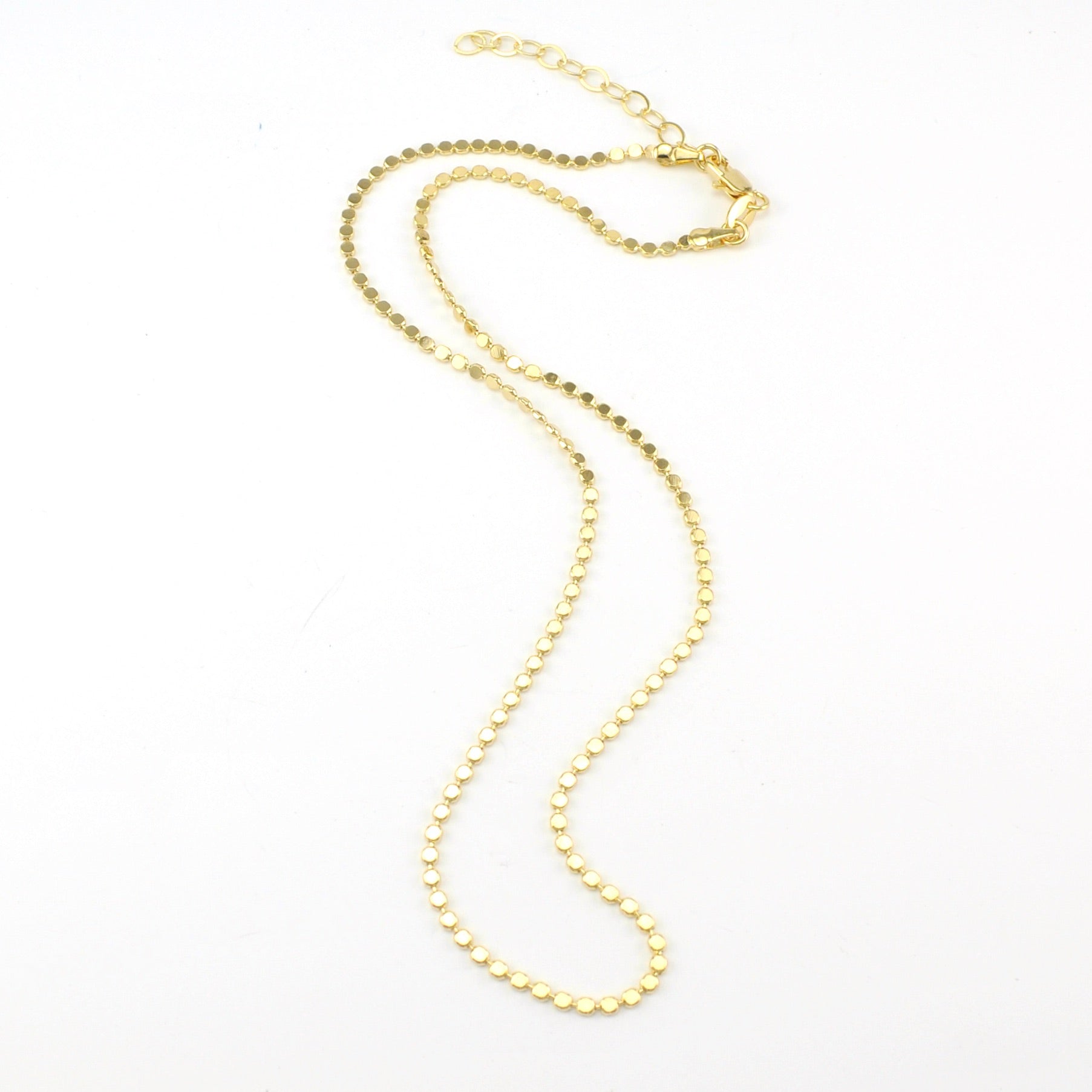 18k Gold Fill 16 Inch Flat Ball 2mm Chain with Extender