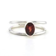 Sterling Silver Garnet 5x7mm Oval Ring