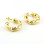 Alt View 18k Gold Fill Twisted Half Hoop Earrings