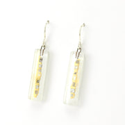 Side View Glass White Golden Phase Medium Bar Earrings