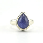 Alt View Sterling Silver Tanzanite 9x12mm Tear Cabochon Ring