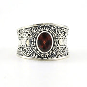 Alt View Sterling Silver Garnet Oval Wide Ring