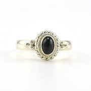 Sterling Silver Black Star Diopside 4x6mm Oval Ring