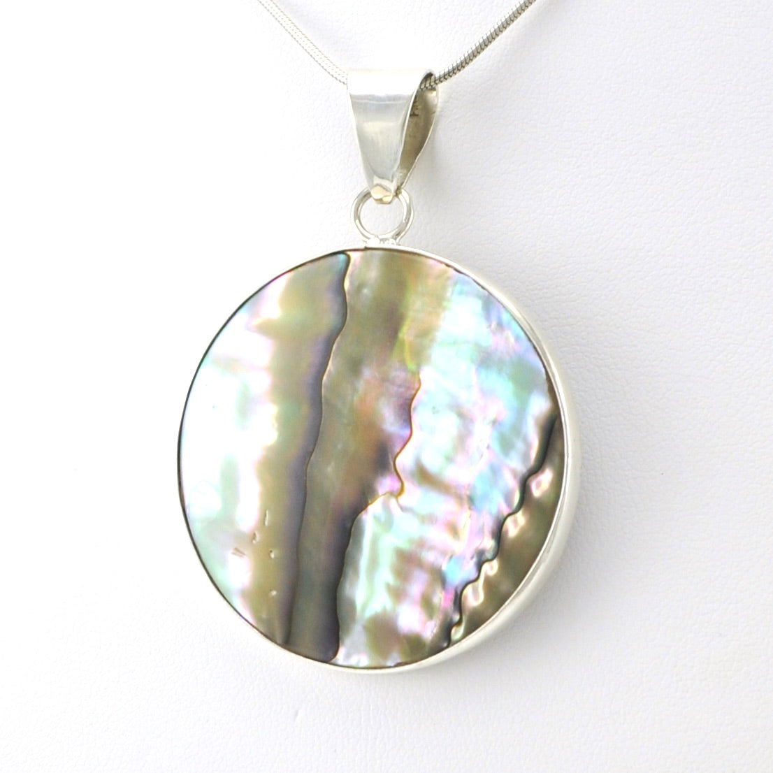 Sterling Silver Abalone Round Pendant