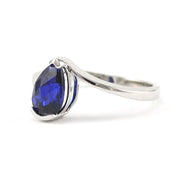 Side View Silver Created Sapphire 1.8ct Tear Ring