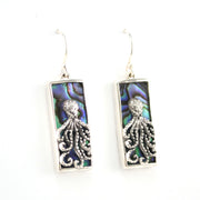 Alternate View Silver Abalone Octopus Rectangle Dangle Earrings
