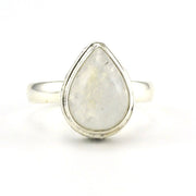 Alt View Sterling Silver Moonstone 9x12mm Tear Bali Ring