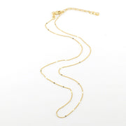 18k Gold Fill 16 Inch 1mm Curb Chain with Pressed Details and Extender