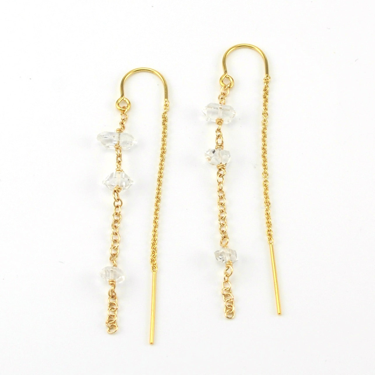 14k Gold Fill Herkimer Diamond Threader Earrings