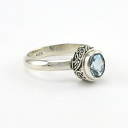 Alt View Sterling Silver Aquamarine 5x7mm Oval Bali Ring