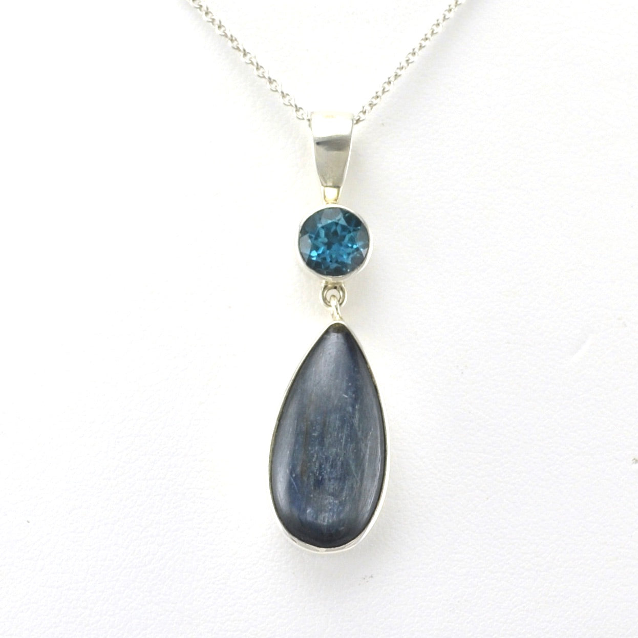Alt View Sterling Silver Blue Topaz Kyanite Necklace