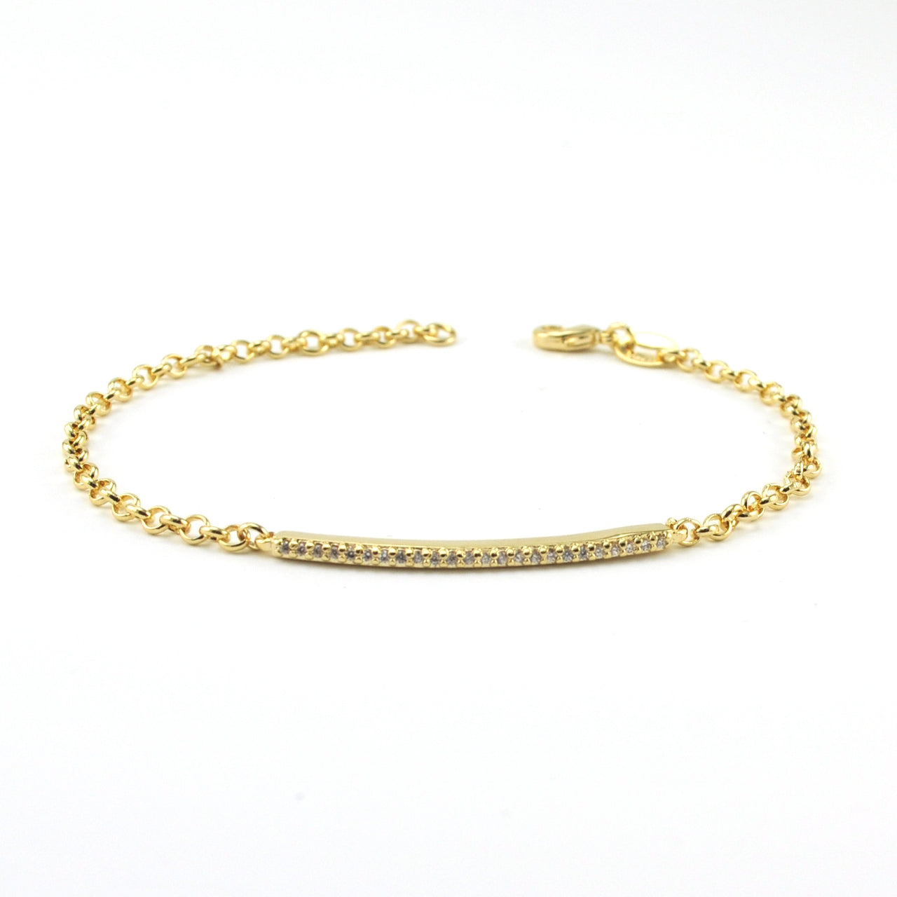 18k Gold Fill Cubic Zirconia Bar Bracelet