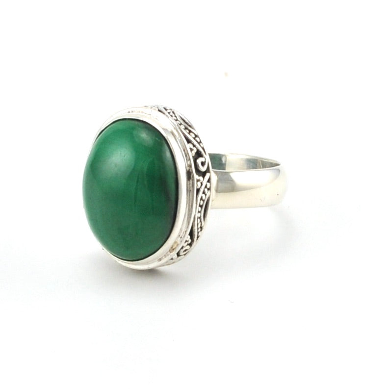 Sterling Silver Malachite Ring, sold size 7