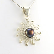 Alt View Sterling Silver Grey Pearl Sun Pendant