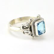 Alt View Sterling Silver Blue Topaz 6x8mm Ring