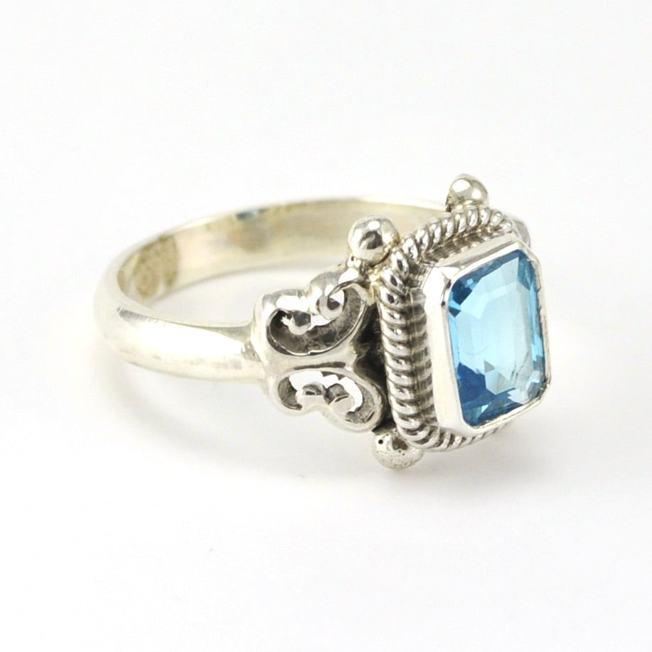 Alt View Sterling Silver Blue Topaz 6x8mm Ring
