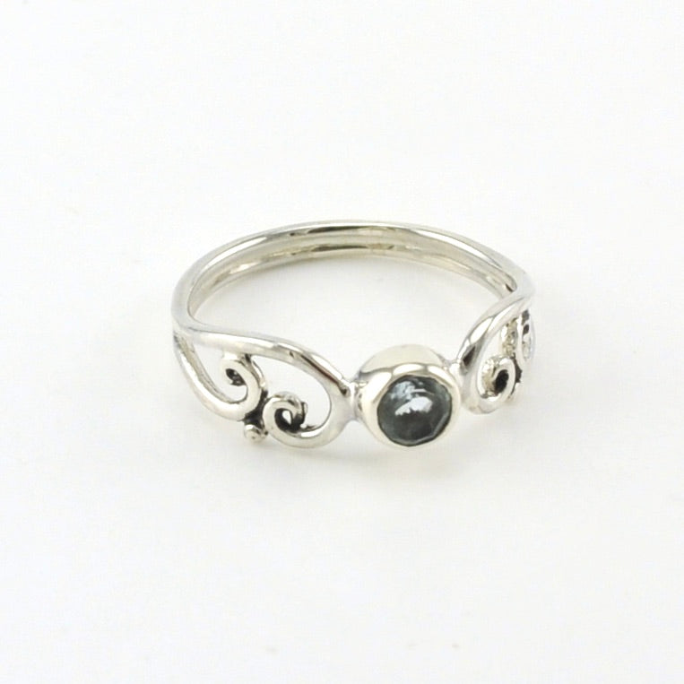 Alt View Sterling Silver Blue Topaz Swirl Round Ring