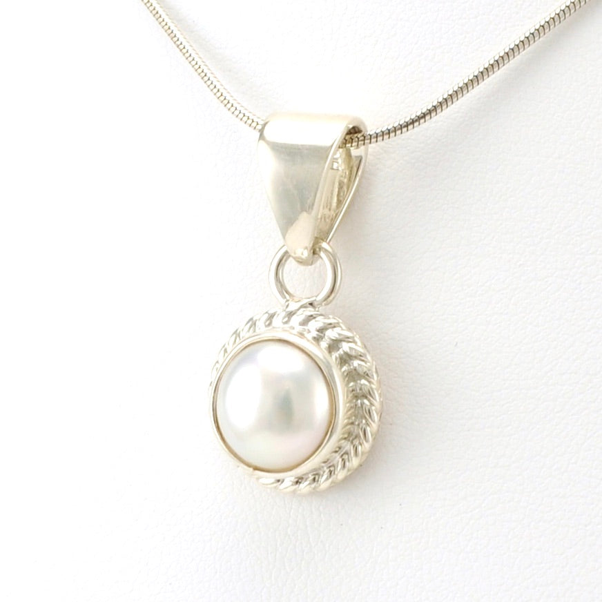 Sterling Silver Pearl Rope Pendant