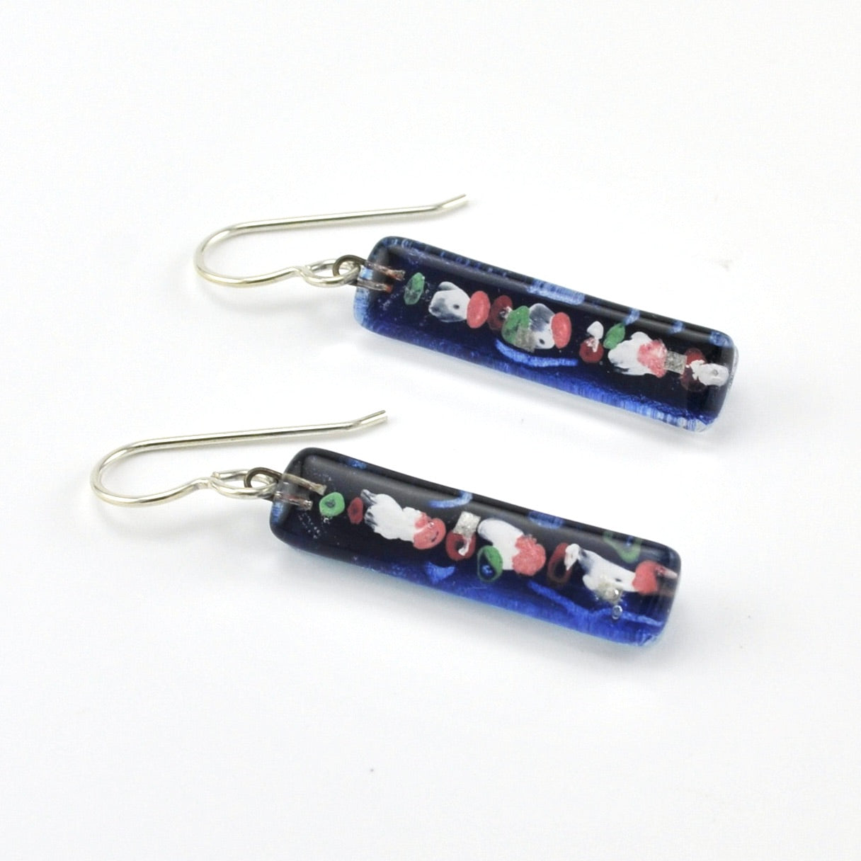 Glass Cherry Blossoms Medium Bar Earrings