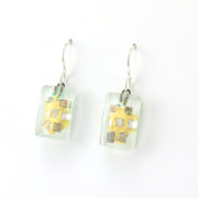 Side View Glass White Golden Phase Earrings
