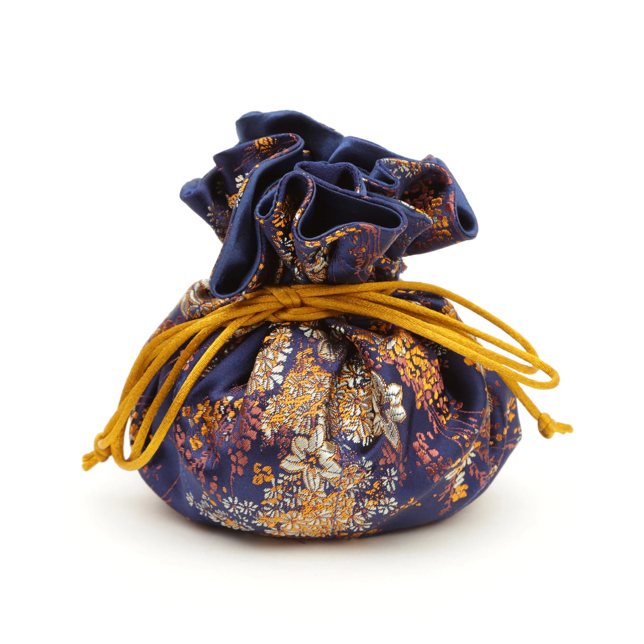 Floral Brocade Jewelry Pouch Navy Blue
