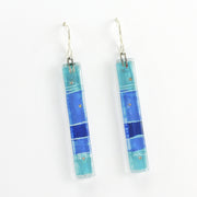 Alt View Glass Blue Strata Bar Earrings