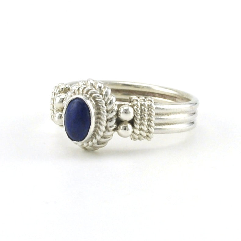 Side View Sterling Silver Lapis 4x6mm Oval Ring