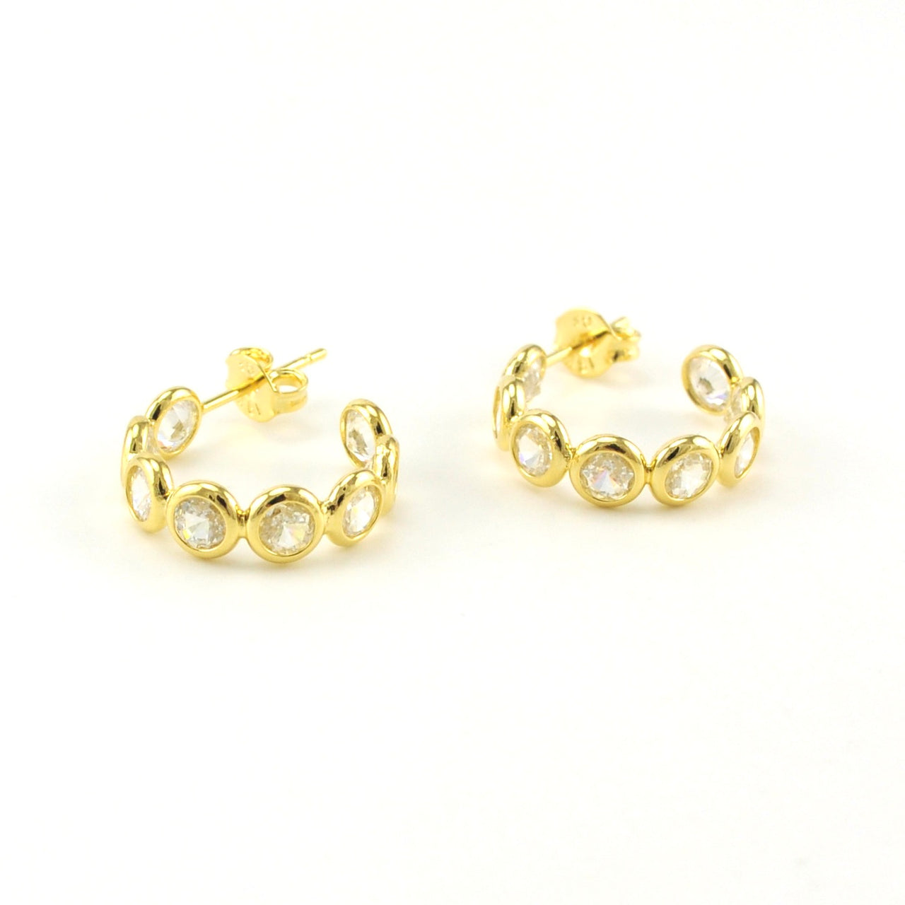 18k Gold Fill Cubic Zirconia Bezel 16mm Hoop Earrings