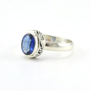 Sterling Silver Kyanite 6x8mm Oval Bali Ring