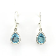 Alt View Sterling Silver Blue Topaz 7x9mm Tear Dangle Earrings