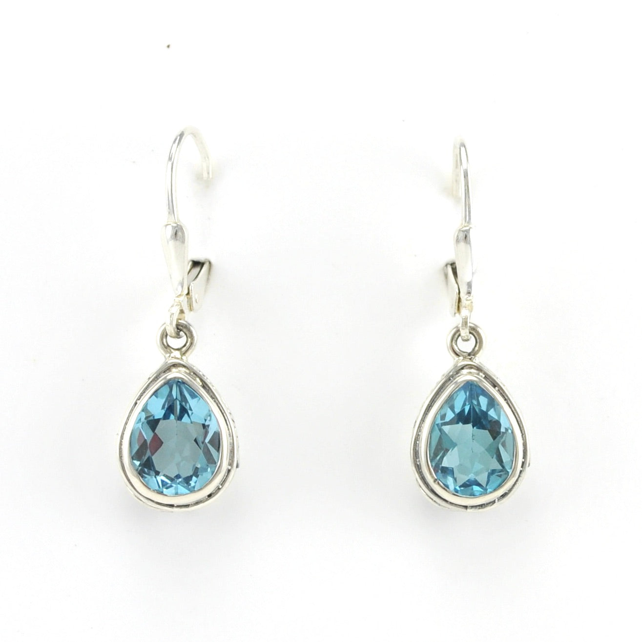 Alt View Sterling Silver Blue Topaz 7x9mm Tear Dangle Earrings
