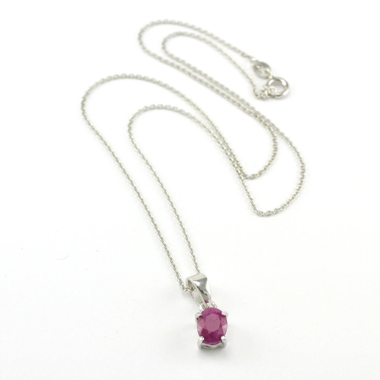 Sterling Silver Ruby 6x8mm Oval Necklace