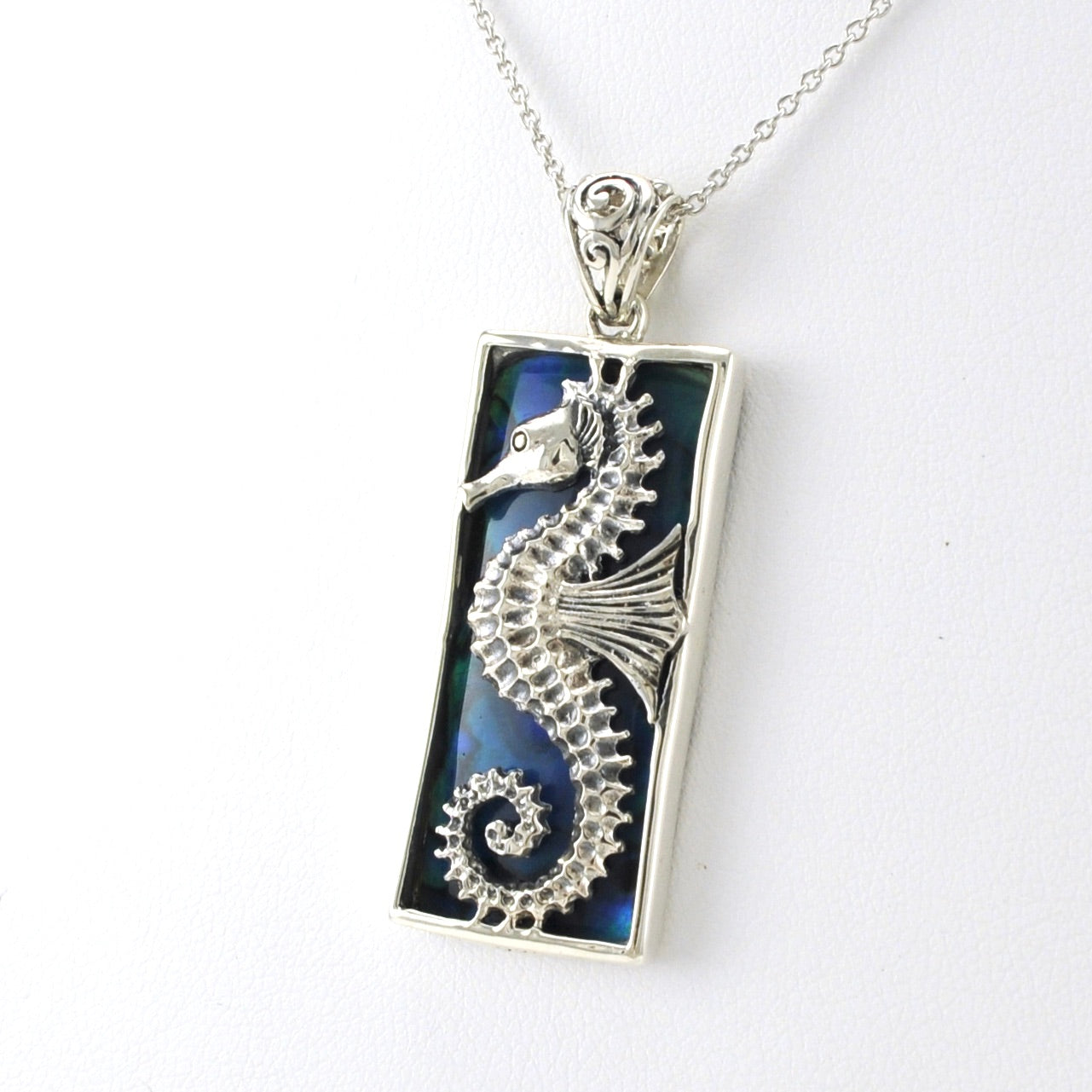 Sterling Silver Rectangle Genuine Abalone Shell Necklace Sterling Silver Rectangle Genuine Abalone Shell Necklace