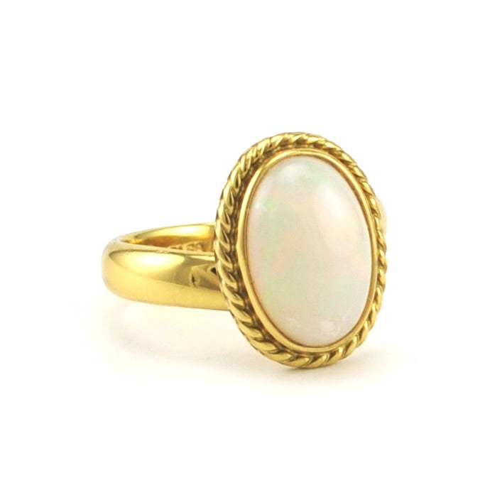 Side View Alchemía Ethiopian Opal Oval Rope Ring