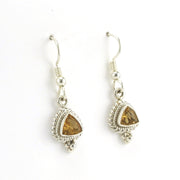 Side View Sterling Silver Citrine 7mm Trillion Dangle Earrings