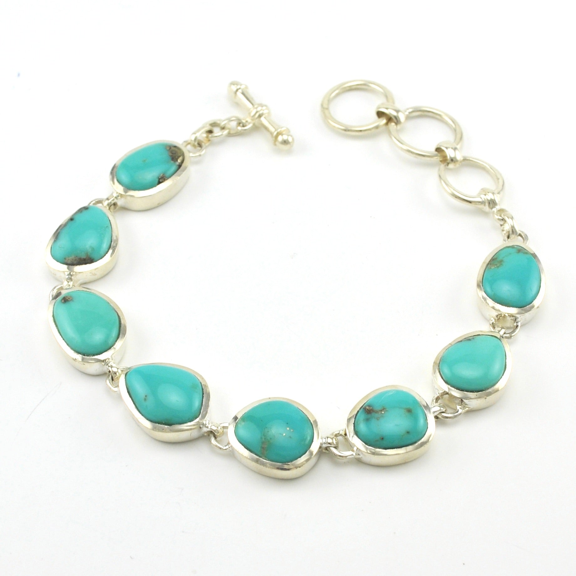 Popular Turquoise Silver Toggle Bracelet