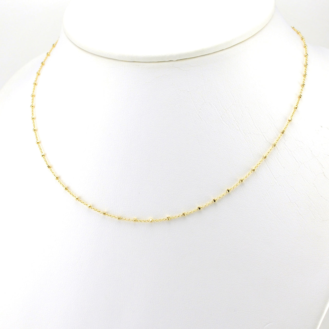 Alt View 18k Gold Fill 16 Inch 1mm Spaced Bead Chain with Extender