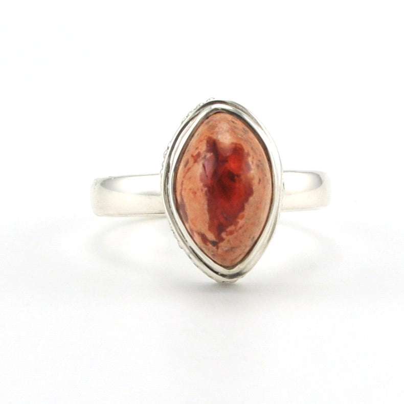 Alt View Sterling Silver Mexican Fire Opal Marquise Bali Ring