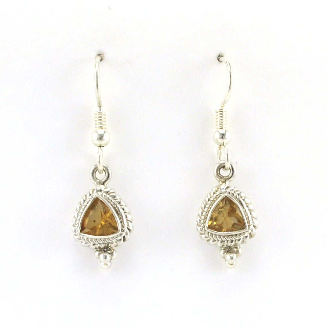 Alt View Sterling Silver Citrine 7mm Trillion Dangle Earrings