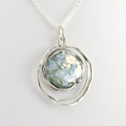Alt View Sterling Silver Ancient Roman Glass Double Circle Necklace