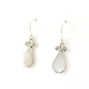 Side View Sterling Silver Mother of Pearl Tear Double Swirl Earrings