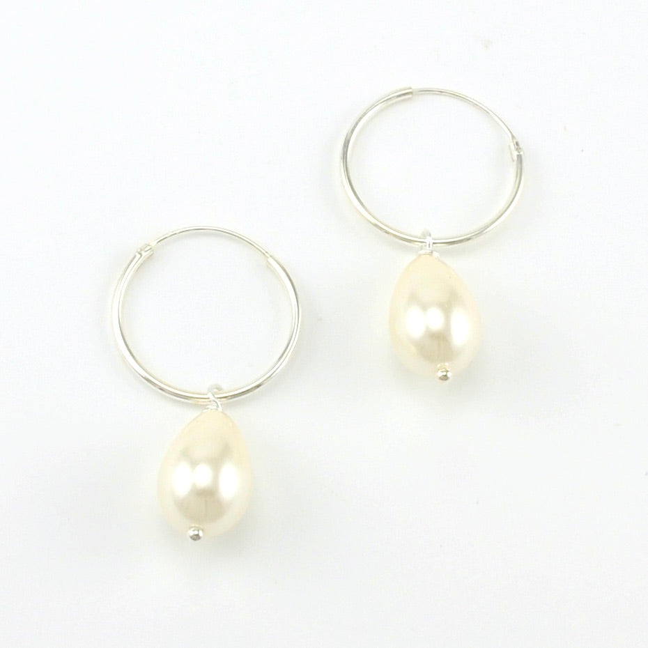 Sterling Silver Freshwater Pearl Teardrop Earrings