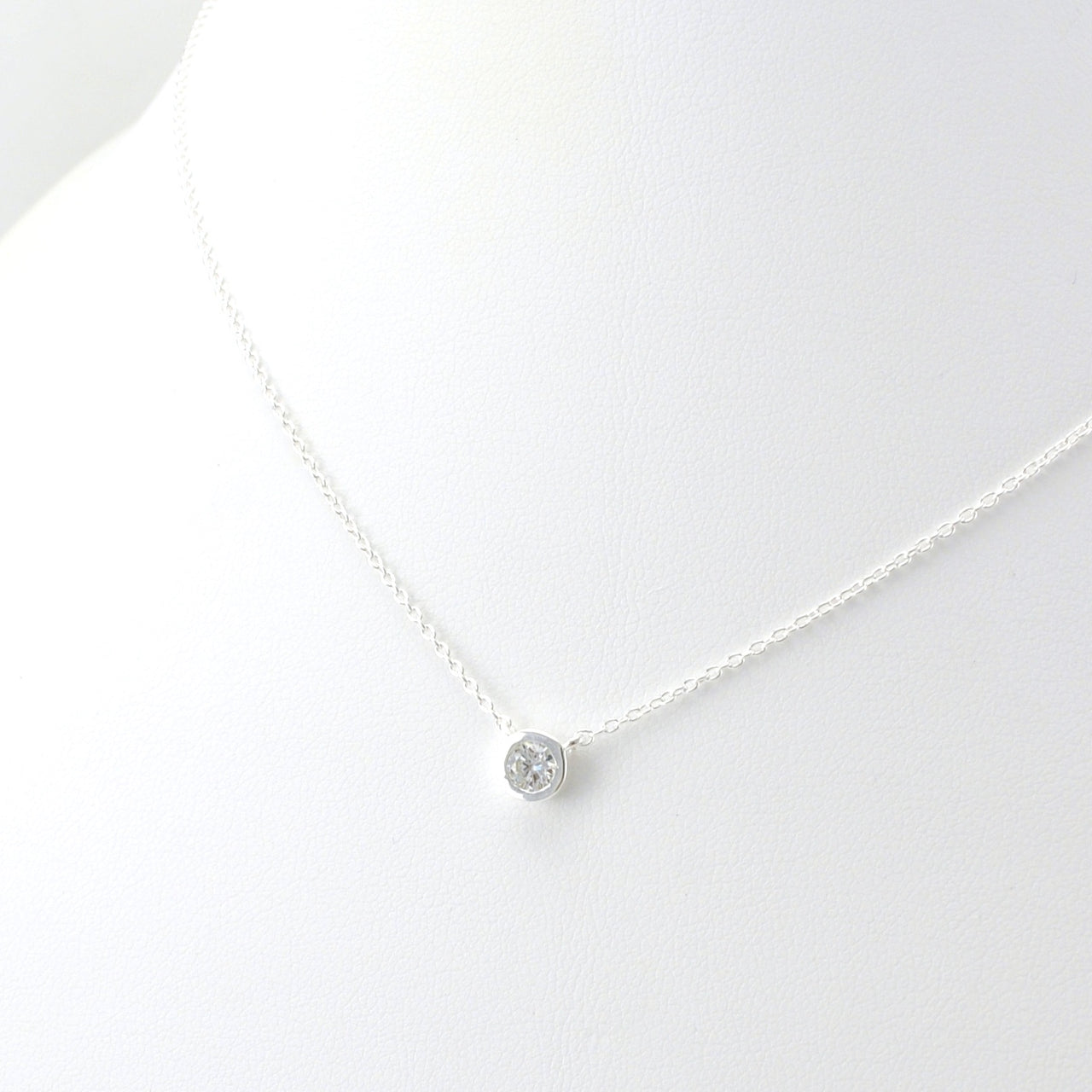 Alt View Sterling Silver Cubic Zirconia Solitaire Necklace