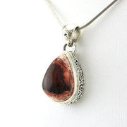 Sterling Silver Mexican Fire Opal 12x16mm Tear Bali Pendant