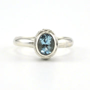Sterling Silver Aquamarine 5x7mm Oval Bali Ring