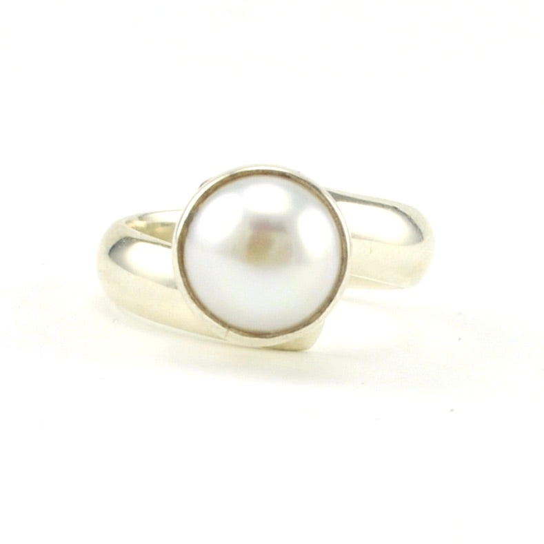 Sterling Silver Pearl Adjustable Ring
