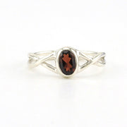 Sterling Silver Garnet Twist Ring