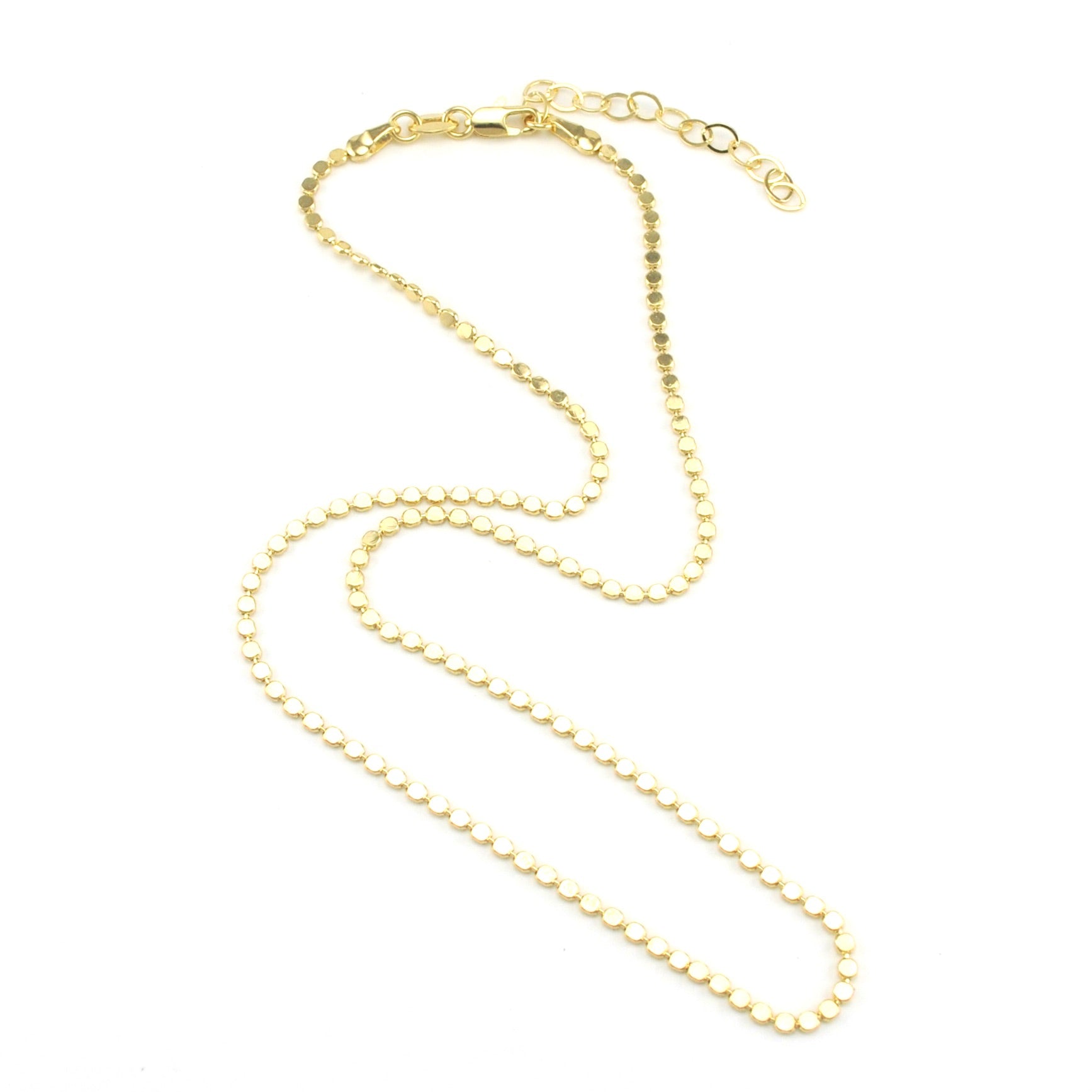 18k Gold Fill 16 Inch Flat Ball 2mm Chain with Extender