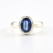 Alt View Sterling Silver Kyanite 6x8mm Oval Bali Ring
