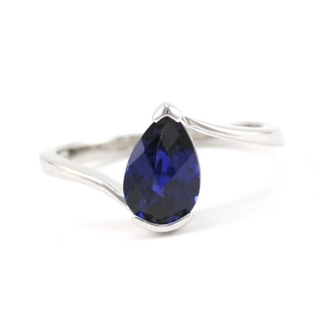 Silver Created Sapphire 1.8ct Tear Ring
